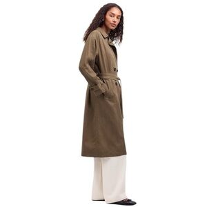 Madewell Belted Trench Coat in Drapey Twill in Dark Olive BEST SELLER NS375 XL